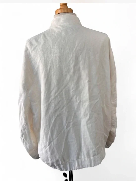 Zara Linen Blend Oversized Bomber Jacket in Cream - Size S - Picture 3 of 10